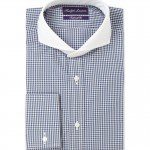 Ralph Lauren Purple Label Contrast Cutaway Collar Check Cotton Shirt
