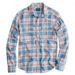 J.Crew Flannel Shirt In Azure Plaid
