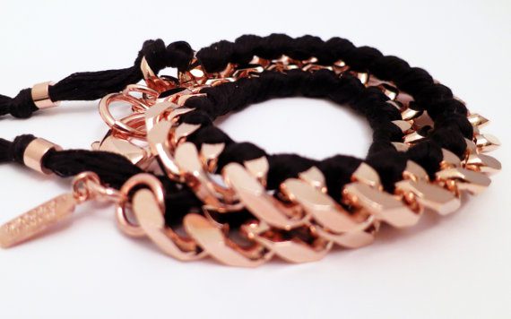 Holbrooke Noir Rose Double Wrap Friendship Bracelet