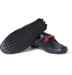 Gucci Bamboo Detail Leather Driving Shoe