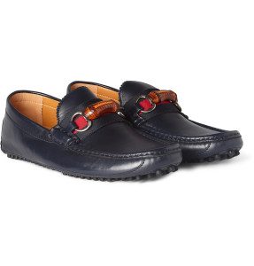 Gucci Bamboo Detail Leather Driving Shoes