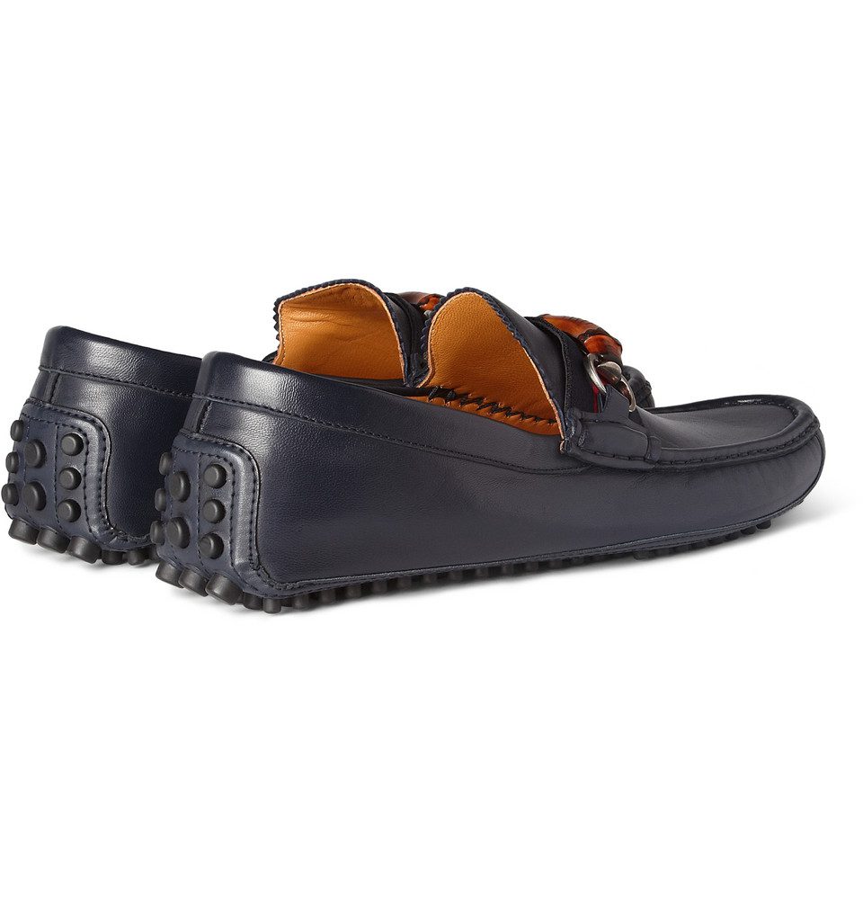 Gucci Bamboo Detail Leather Driving Shoes 