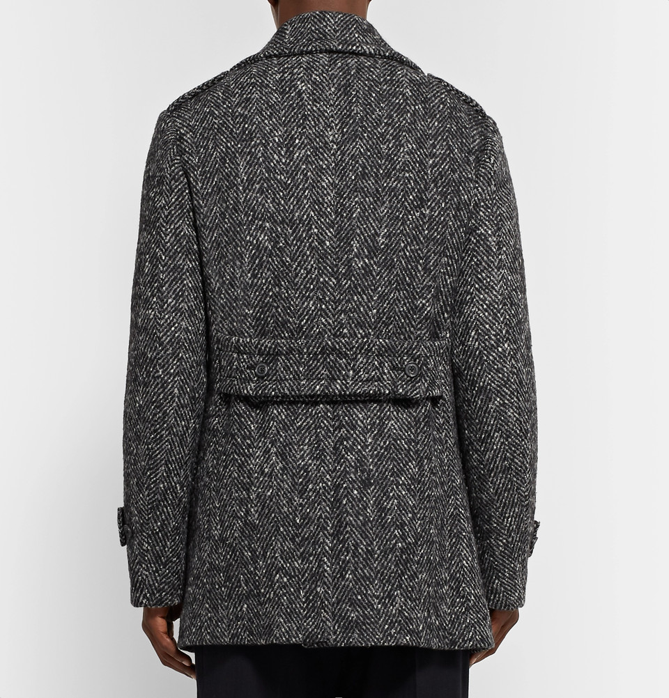 Wooster + Lardini Herringbone Wool Peacoat - Flawless Crowns