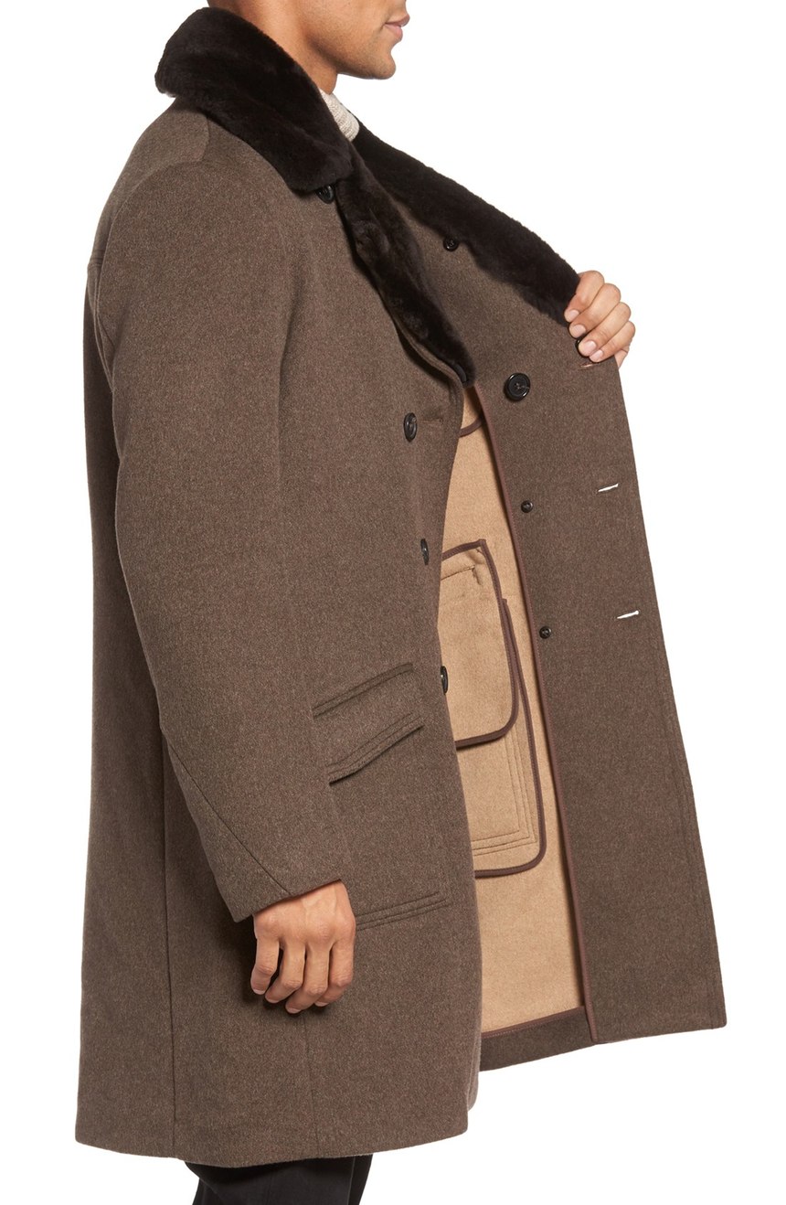 Billy Reid Bowery Cashmere Long Coat With Genuine Nutria Fur