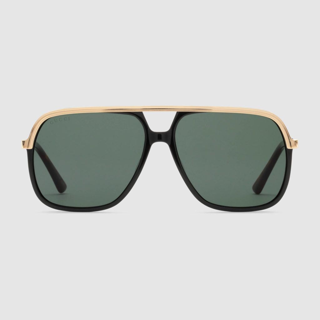 Gucci Rectangular Frame Metal Sunglasses