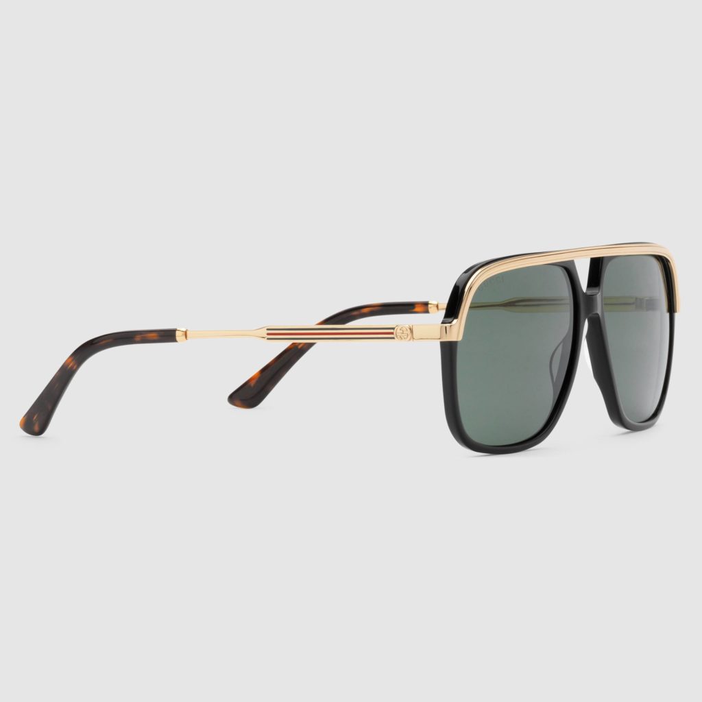 Gucci Rectangular Frame Metal Sunglasses