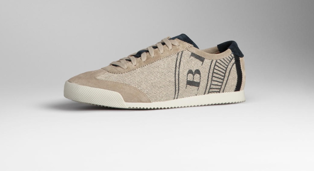Burberry Suede Detail Canvas Sneakers