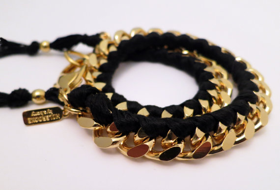 Holbrooke Noir Gold Double Wrap Bracelet