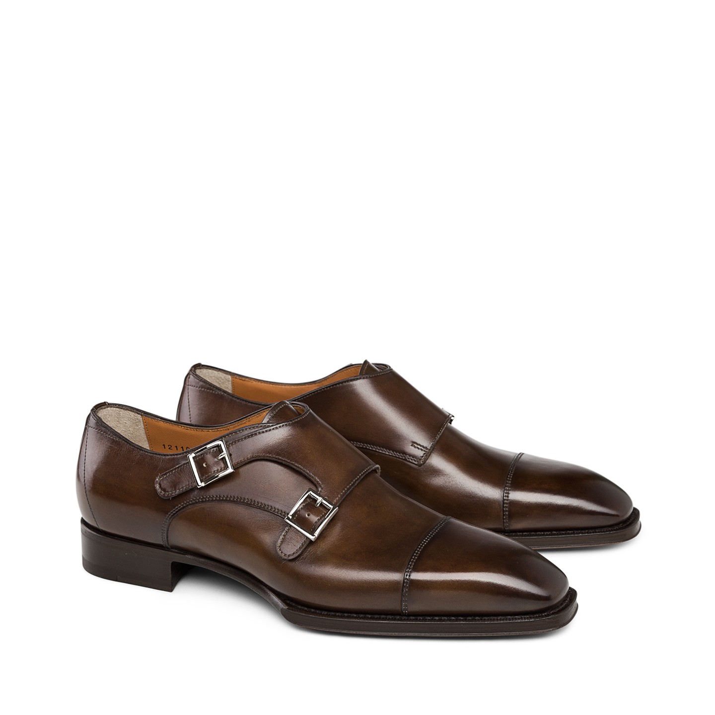 Santoni double-buckle leather shoes - Brown
