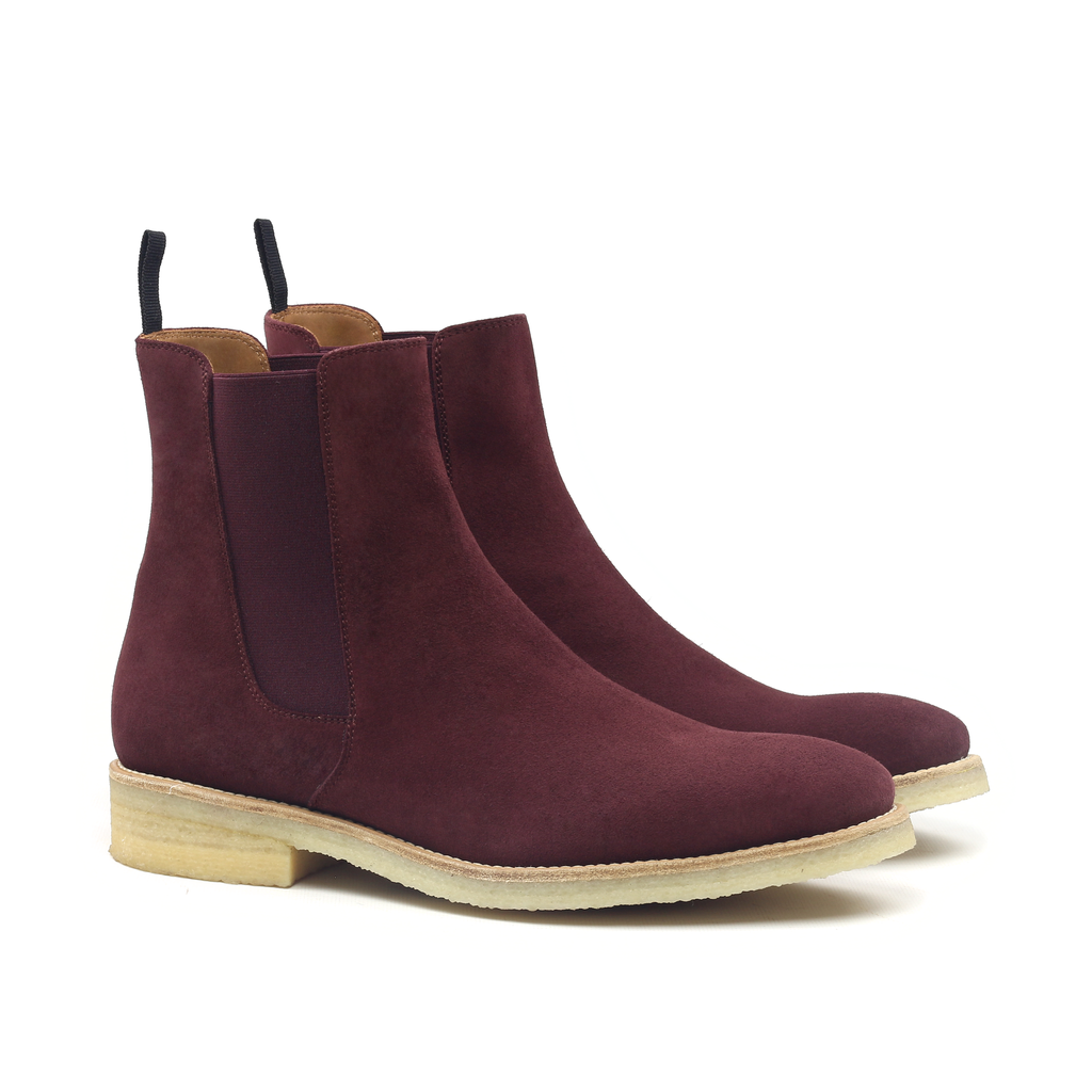 Oro Los Angeles Wine Crepe Chelsea Boots - Flawless Crowns