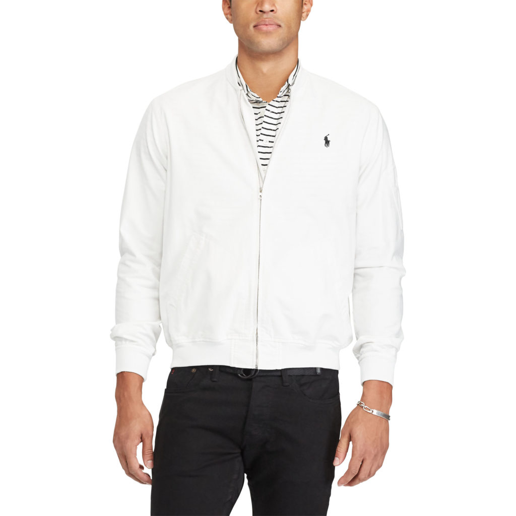 Polo Ralph Lauren White Cotton Oxford Bomber Jacket - Flawless Crowns