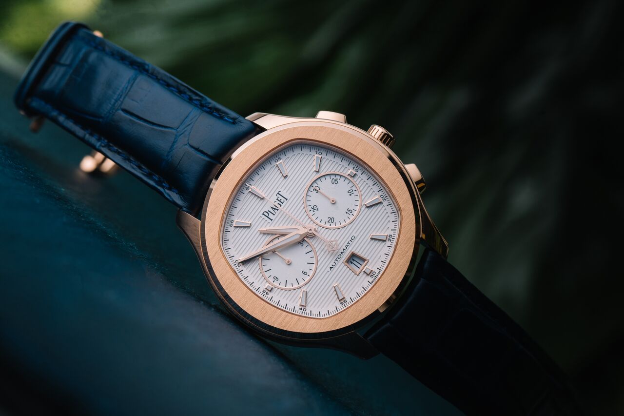 Piaget Polo S Chronograph Rose Gold Watch With Leather Strap