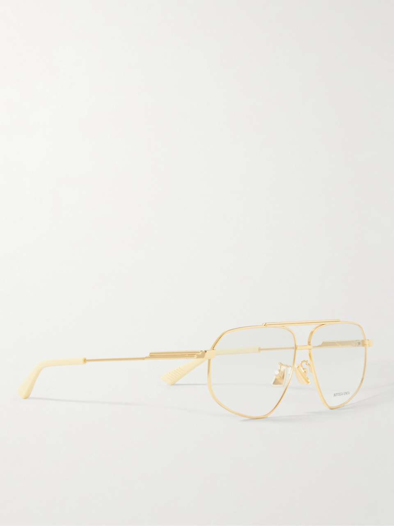 Bottega Veneta Aviator Gold Glasses