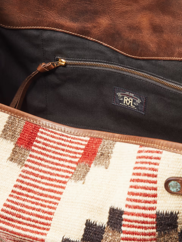 RRL Pecos Leather Knitted Duffle Bag