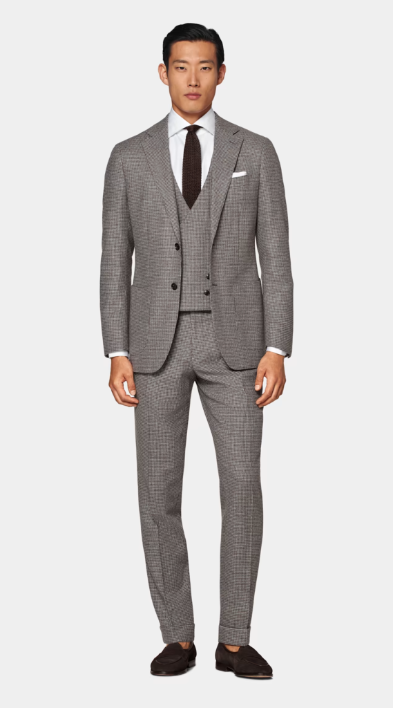Suitsupply Taupe Houndstooth Havana Suit