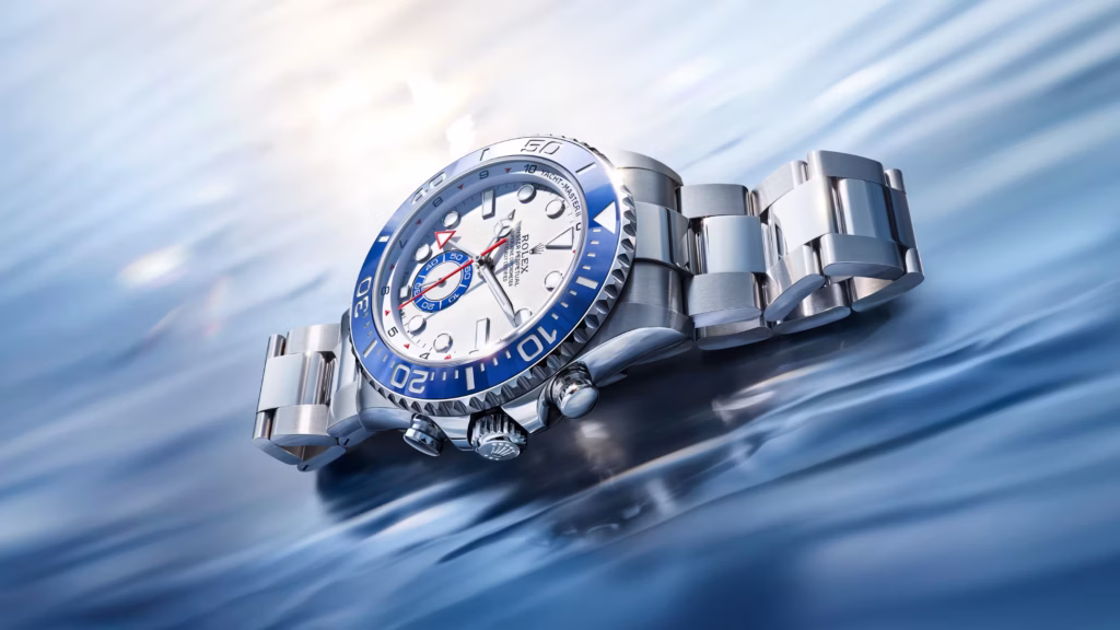 Rolex Yacht-Master II Reference 126680 in Oystersteel with white dial and blue Cerachrom bezel