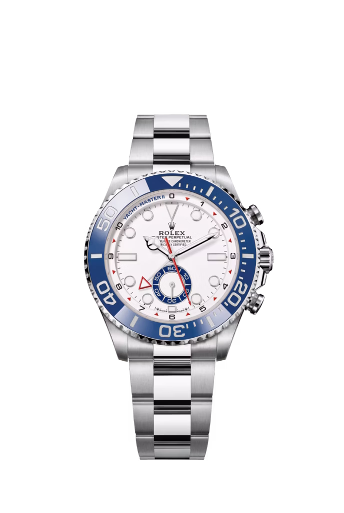 Rolex Yacht-Master II Reference 126680 in Oystersteel with white dial and blue Cerachrom bezel