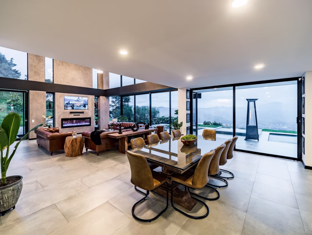 Casa Alba luxury villa in Medellín with private pool, hot tub, mountain views, and outdoor lounge space in Las Palmas