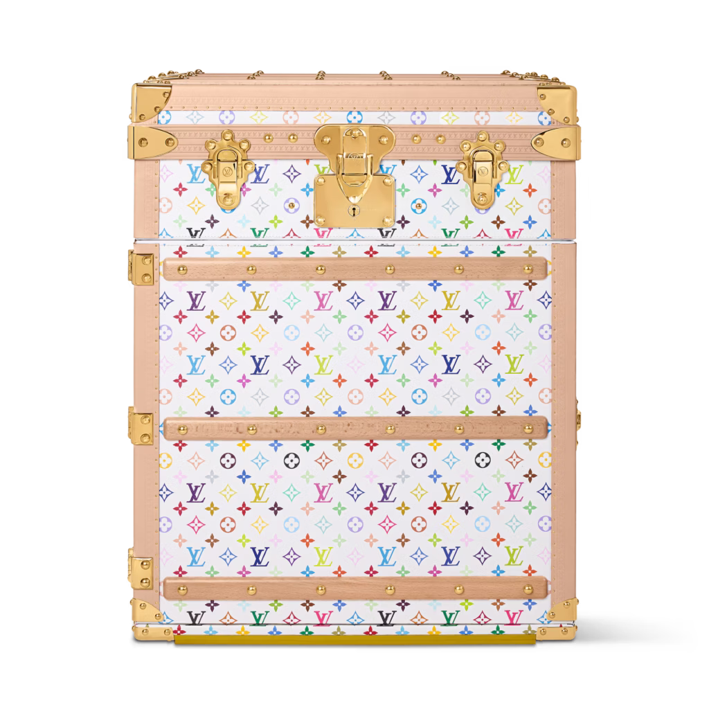 Louis Vuitton LV x TM Music Trunk in Monogram Multicolore with turntable and vinyl record storage