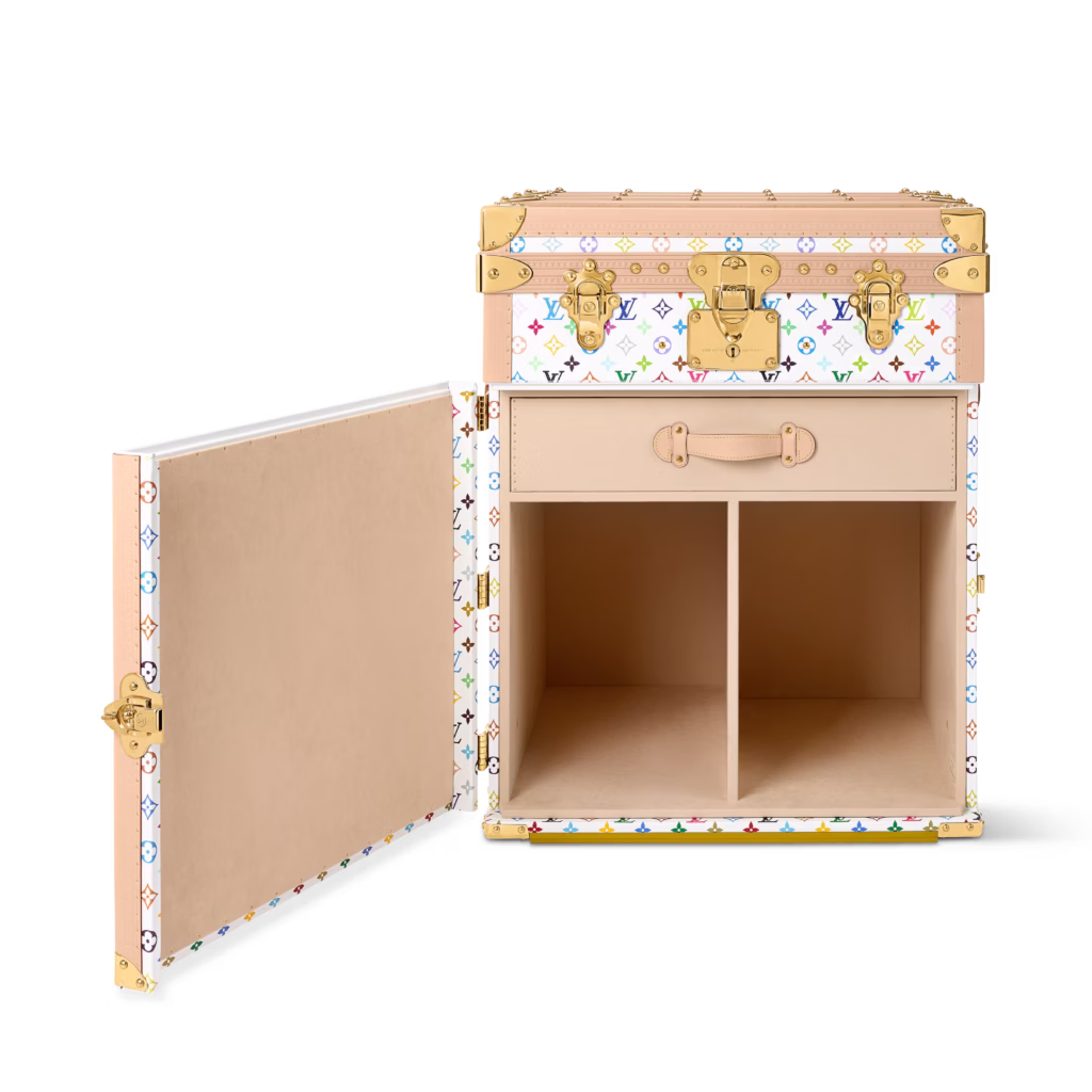 Louis Vuitton LV x TM Music Trunk in Monogram Multicolore with turntable and vinyl record storage