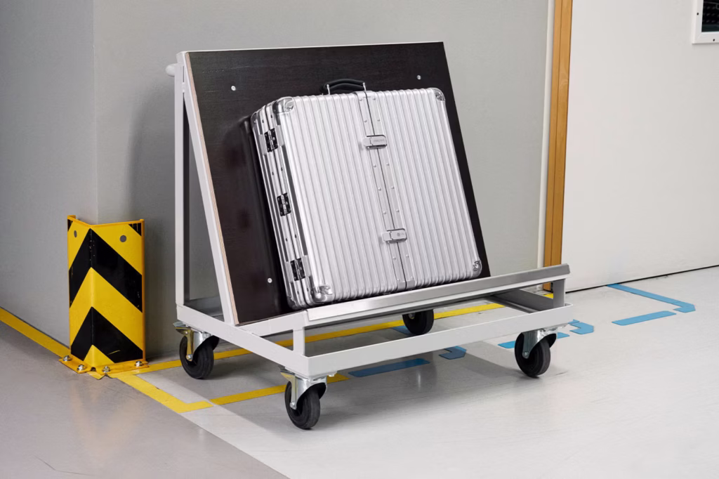 RIMOWA Dartboard Case showcasing the luxury grooved aluminum exterior, premium leather accessories, handcrafted details and portable design during the collaboration with professional darts brand Winmau.