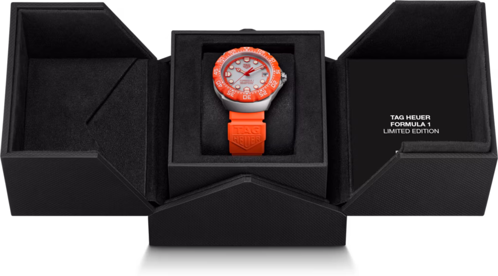 TAG Heuer Formula 1 Solargraph Zandvoort limited-edition watch displayed inside its black presentation box.
